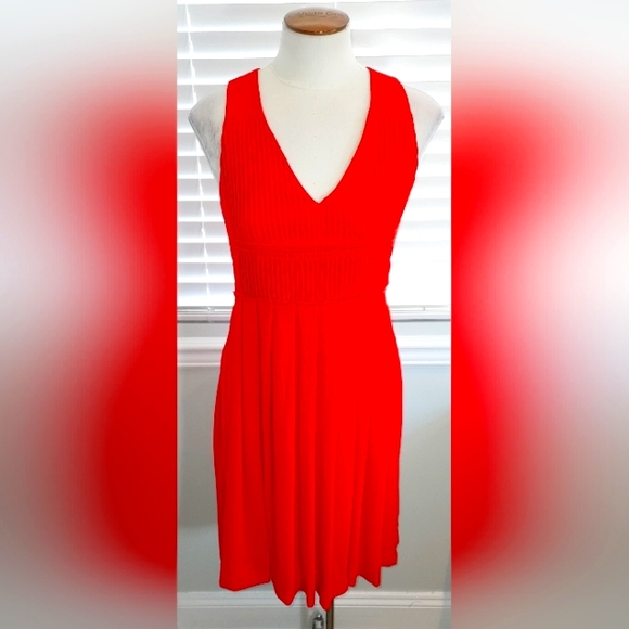 Ann Taylor Petite Bright Orange Sleeveless Fitted Dress NWT - Picture 1 of 9